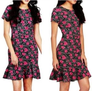 NWT Betsey Johnson Floral Leopard Print Scuba Crepe Dress.